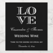 DIY背景色、白文字デザイン愛 ワインラベル (シングルラベル)