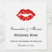 DIY背景色、赤い口紅キスデザイン ワインラベル (シングルラベル)