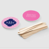 DIY背景Wht Chevron ZigZag Blue 5cモノグラム ハンドファン (組立なし)