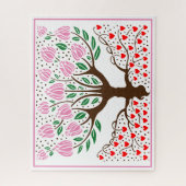 DIY色の開花ツリーとハート根 ジグソーパズル (縦)