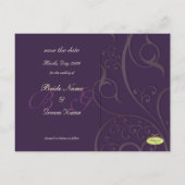 diy色、日付を保存する、モノグラム銀の渦巻き 案内ポストカード (裏面)