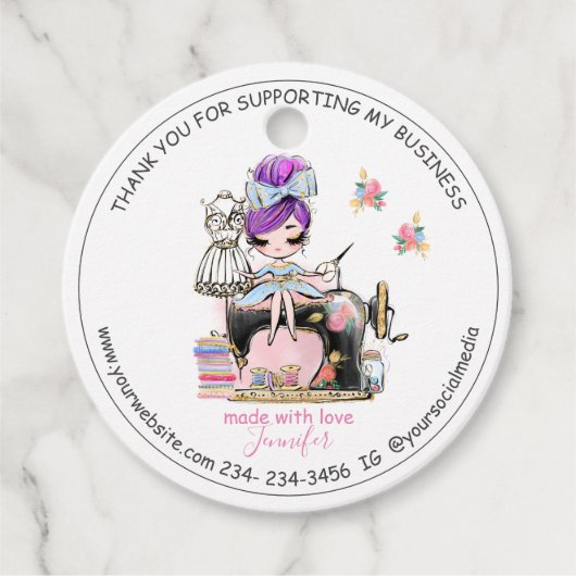 DIY裁縫ありがとうファッションデザインメッセージカード フェイバータグ (正面)