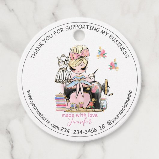 DIY裁縫ありがとうファッションデザインメッセージカード フェイバータグ (正面)