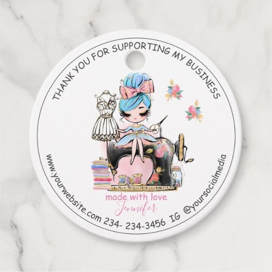 DIY裁縫ありがとうファッションデザインメッセージカード フェイバータグ (正面)