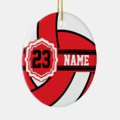 DIY赤と白付きバレーボール文字 セラミックオーナメント (右)