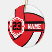 DIY赤と白付きバレーボール文字 セラミックオーナメント (左)