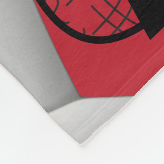 DIY赤と白文字付きサッカーボール フリースブランケット (角)