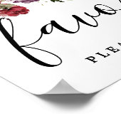 DIY赤素朴ピンクフローラ結婚式の引き出物標識 ポスター (角)