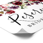 DIY赤素朴フローラの結婚予約記号 ポスター (角)