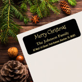 DIY金ゴールドフェイクブラックメリークリスマス差出人住所 ラベル