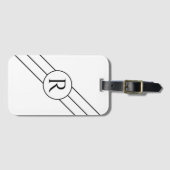 DIY黒モノグラム（円、対角線、白） ラゲッジタグ (正面横)