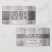 DIY エレガントモノグラム名Lt & DkブラッシュスチールV2 名刺 (正面/裏面)