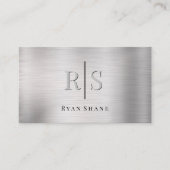 DIY エレガント 3-Dモノグラム&ブラック名ブラッシュシルバー 名刺 (正面)