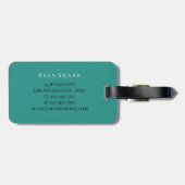 DIY エレガント Monogramの名前と情報、ティール（緑がかった色）白黒 ラゲッジタグ (裏面横)