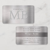 DIY エレガント Monogram、名前、ブラシ付きスチール 名刺 (正面/裏面)