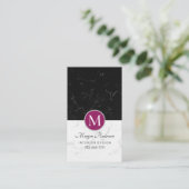 DIY エレガント Monogram、白と黒の大理石、紫 名刺 (スタンド正面)