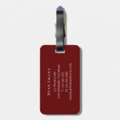 DIY エレガント Monogram & Name/Info、深いMaroon/Gray ラゲッジタグ (裏面縦)