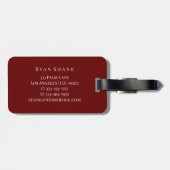 DIY エレガント Monogram & Name/Info、深いMaroon/Gray ラゲッジタグ (裏面横)