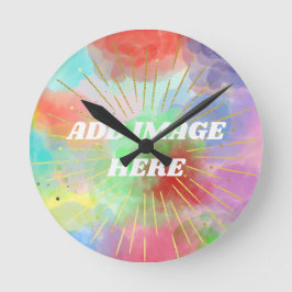 DIY オリジナル カラフル サマー 水彩 雲 ラウンド壁時計