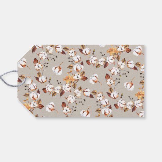 DIY オータムリーフホワイト フラワーブライダルシャワー ギフトタグ (裏面横)