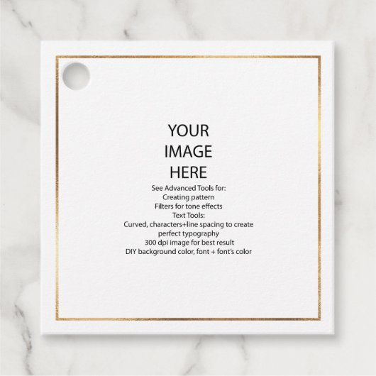 DIY オーダーメイド 小さなスクエア 偽物のゴールドフレーム ハング フェイバータグ (正面)