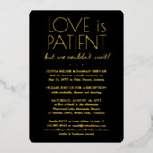 DIY カラー ラブ イズ ペイシェント ウェディング レセプション フォト 箔招待状 (正面)