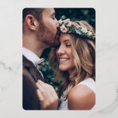 DIY カラー ラブ イズ ペイシェント ウェディング レセプション フォト 箔招待状 (裏面)