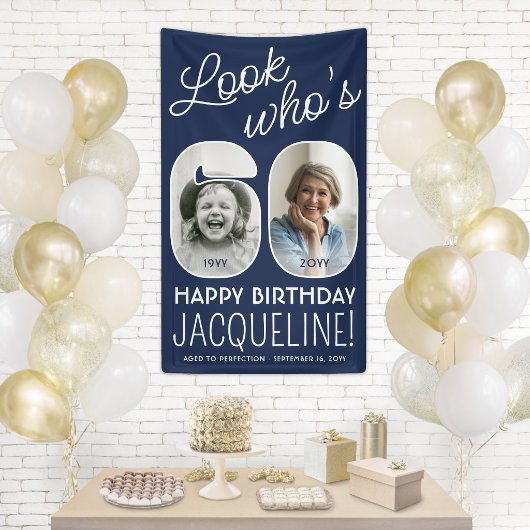 DIY カラー・ルック・フーズ・60 誕生日パーティー 2 写真 横断幕