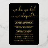 DIY カラー 私たちはこっそり結婚式 披露宴 1枚の写真 箔招待状 (正面)