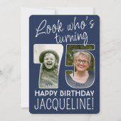 DIY カラー・誰が75歳の誕生日パーティー2枚の写真 招待状 (正面)