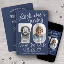 DIY カラー・70歳の誕生日パーティー2枚の写真