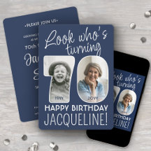 DIY カラー・70歳の誕生日パーティー2枚の写真