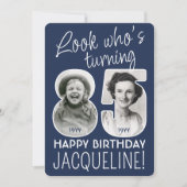 DIY カラー・85歳の誕生日パーティー 2枚の写真 招待状 (正面)