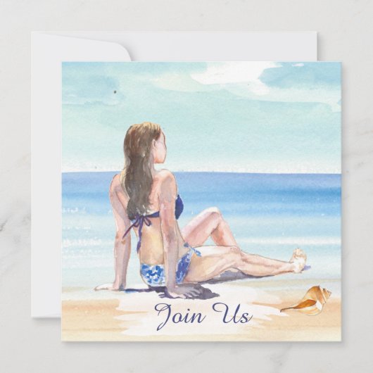 ~☆ DIY トロピカル AR29 ビーチ パーティー イベント 招待状 (正面)