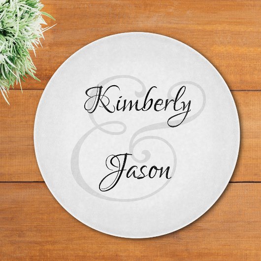 DIY ペアの名前 シンプルな黒とグレーの手書き風フォント, 黒とグレー カッティングボード