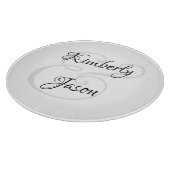 DIY ペアの名前 シンプルな黒とグレーの筆記体, 白背景 カッティングボード (角)