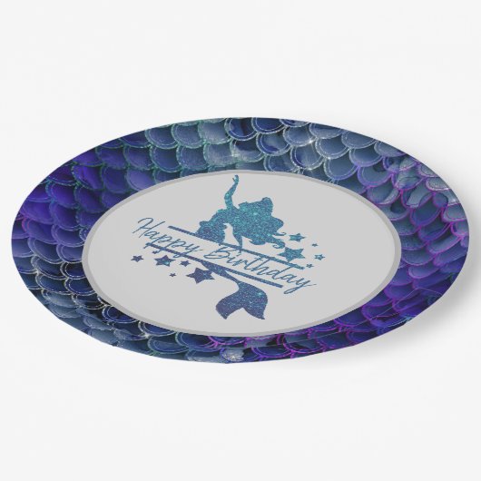 DIY、マーメイドパーソナライズされたテーマパーティー用品 ペーパープレート (アングル)