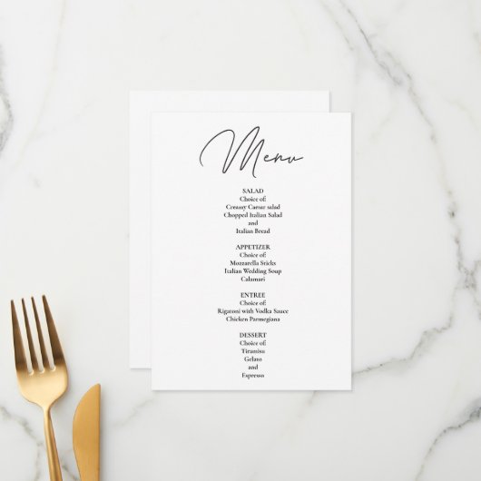 DIY モダン ミニマリスト ディナー メニュー (正面/裏面インサイチュ)