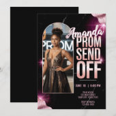 DIY ラグジュアリー プロム 送別 ブラック ピンク マーブル 招待状 (正面/裏面)