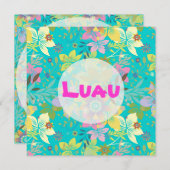 DIY/ルアウ（ハワイ式宴会）、カスタマイズ可能な背景/文字の色 招待状 (正面/裏面)