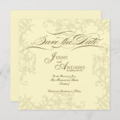 DIY ヴィンテージ風 結婚式 救出日程予告 セーブザデート (正面/裏面)