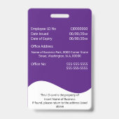 DIY 従業員IDカード 白波 紫 横型 バッジ (裏面)