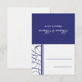 DIY 折り紙テーブル名札 - ネイビー 招待状 (正面/裏面)