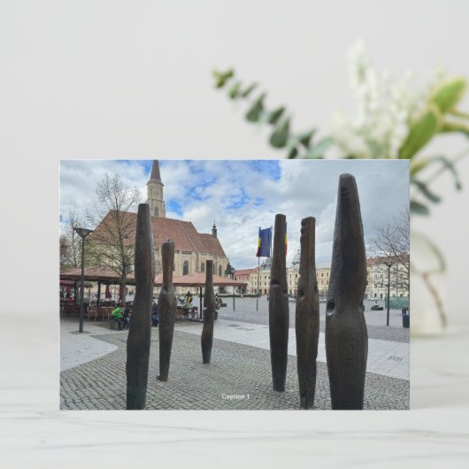 DIY 1写真編集可能はがき上のキャプション付き シーズンカード (スタンド正面)