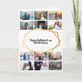 DIY 12写真 | モダン金ゴールドの誕生日フレーム カード (正面)