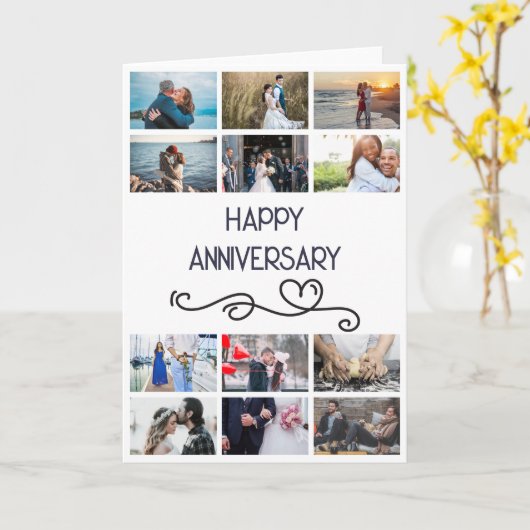 DIY 12記念撮影結婚記念シンプルハート カード (黄色い花)