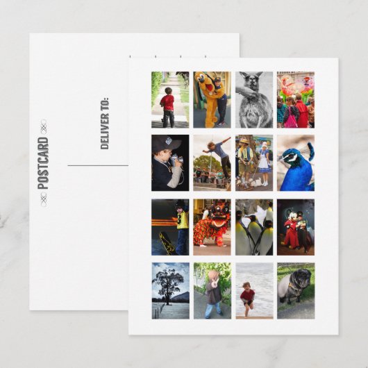 DIY 16 Photo Frame Memory Keepsake Template シーズンポストカード (正面/裏面)