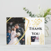 DIY 2フォトジオメトリックのシ結婚ックをありがとう サンキューカード (スタンド正面)