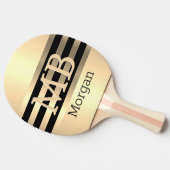 DIY 3-Dモノグラム/名前、黒/金ゴールド上のストライプ金ゴールド 卓球ラケット (横)