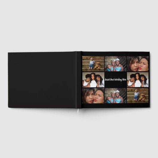 DIY 4フォトコラージュと文字カスタムカラー ゲストブック (全面)